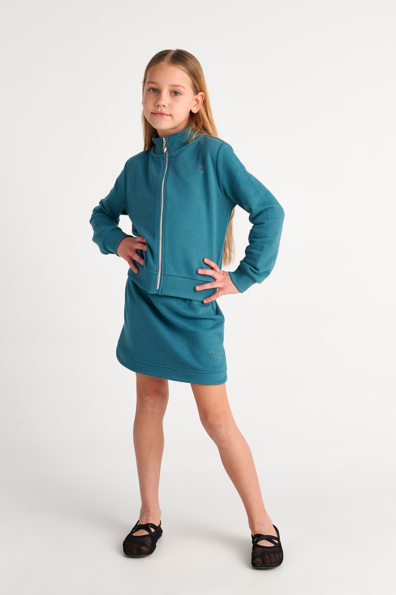 COTTON JACKET/SKIRT SET FOR GIRLS WITH RAINBOW ZIPPER-26618023-414