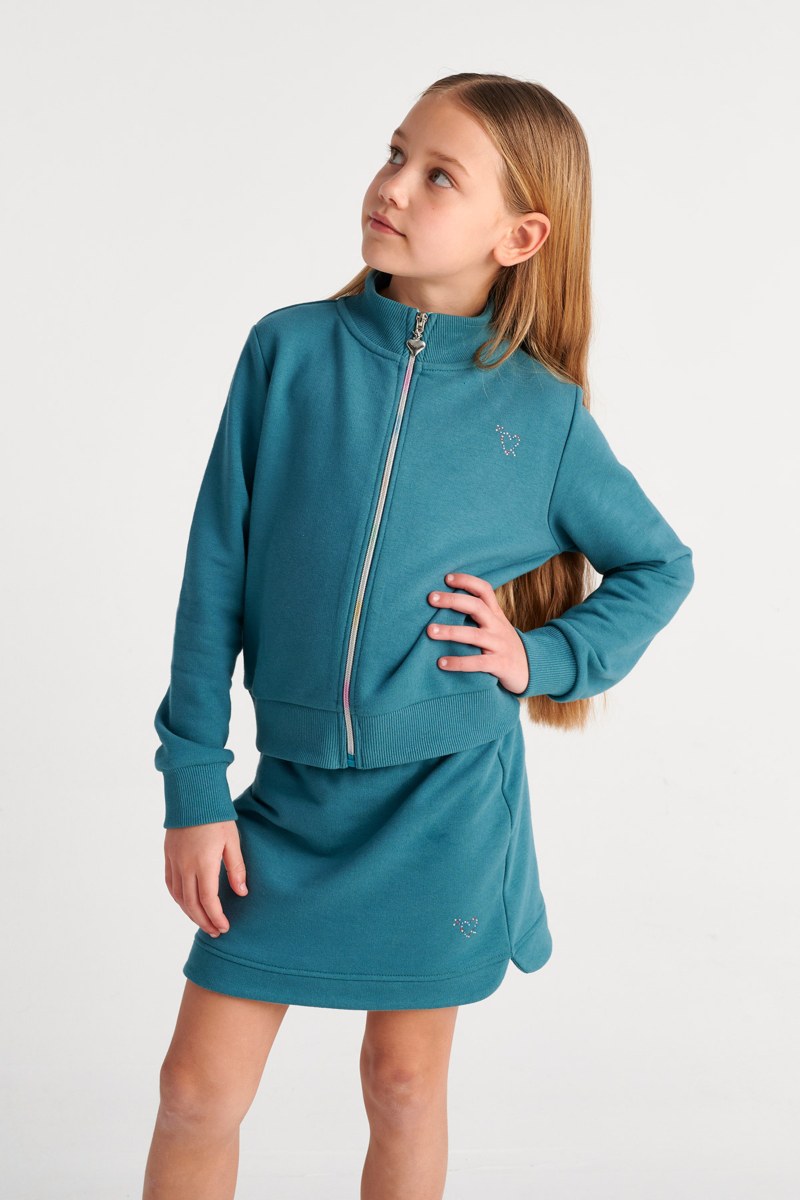 COTTON JACKET/SKIRT SET FOR GIRLS WITH RAINBOW ZIPPER-26618023-414