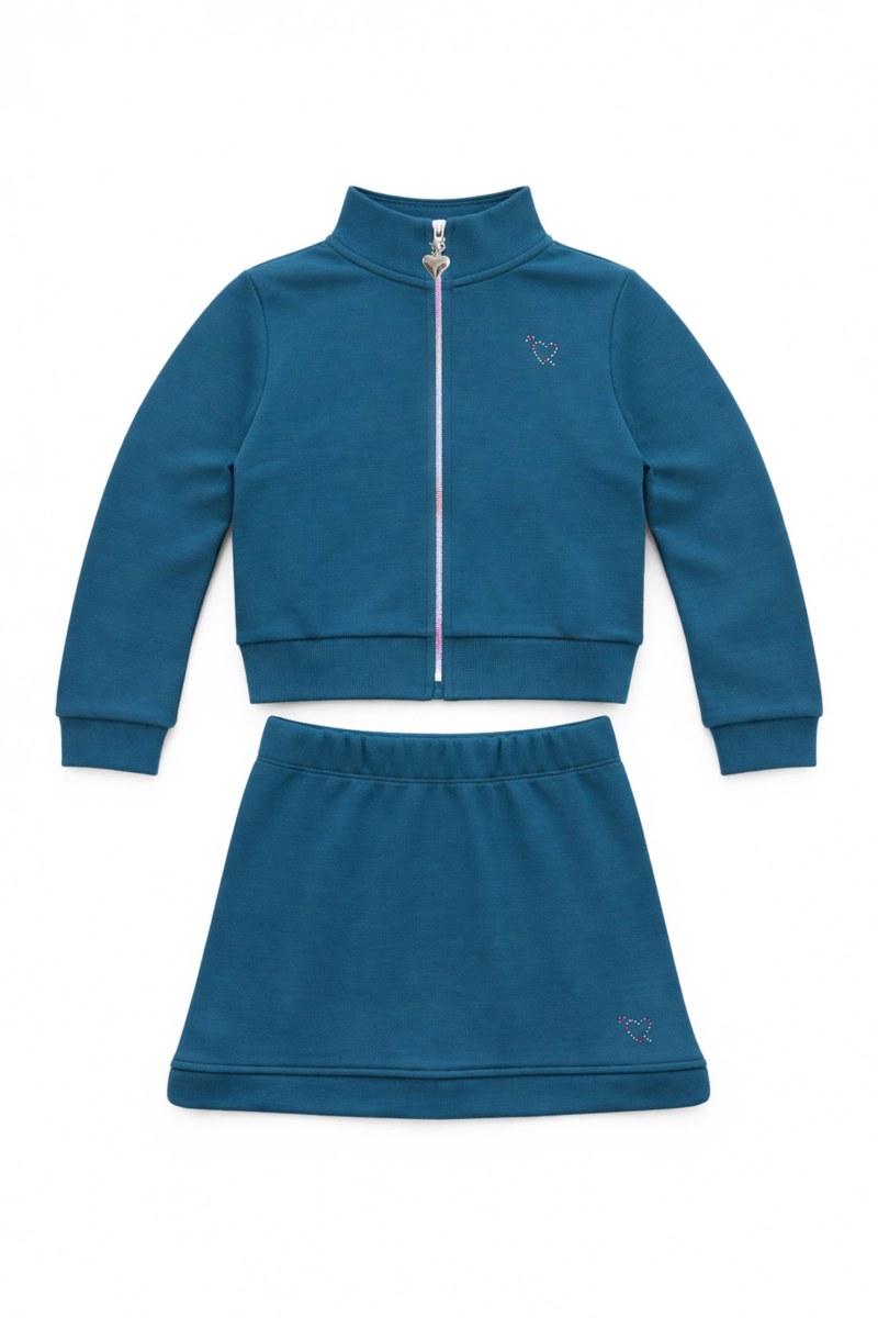 COTTON JACKET/SKIRT SET FOR GIRLS WITH RAINBOW ZIPPER-26618023-414