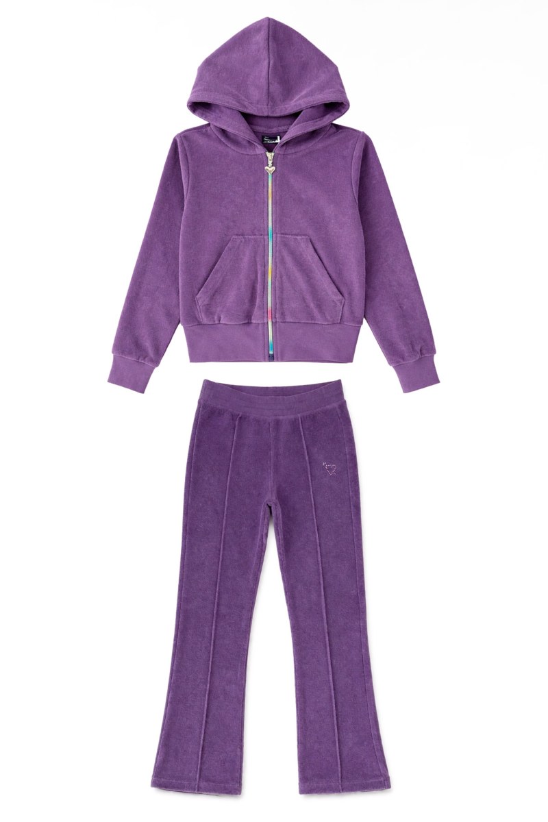 STRASS EMBELLISHED TERRY TRACK SET FOR GIRLS WITH RAINBOW ZIPPER-26618032-805