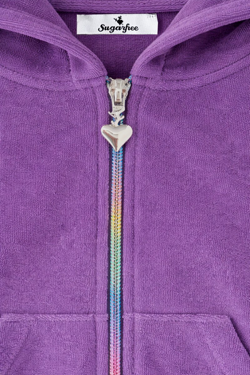 STRASS EMBELLISHED TERRY TRACK SET FOR GIRLS WITH RAINBOW ZIPPER-26618032-805