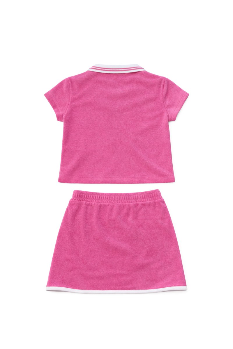 STRASS EMBELLISHED TWO-TONE TERRY TOP/SKIRT SET FOR GIRLS-26618035-727