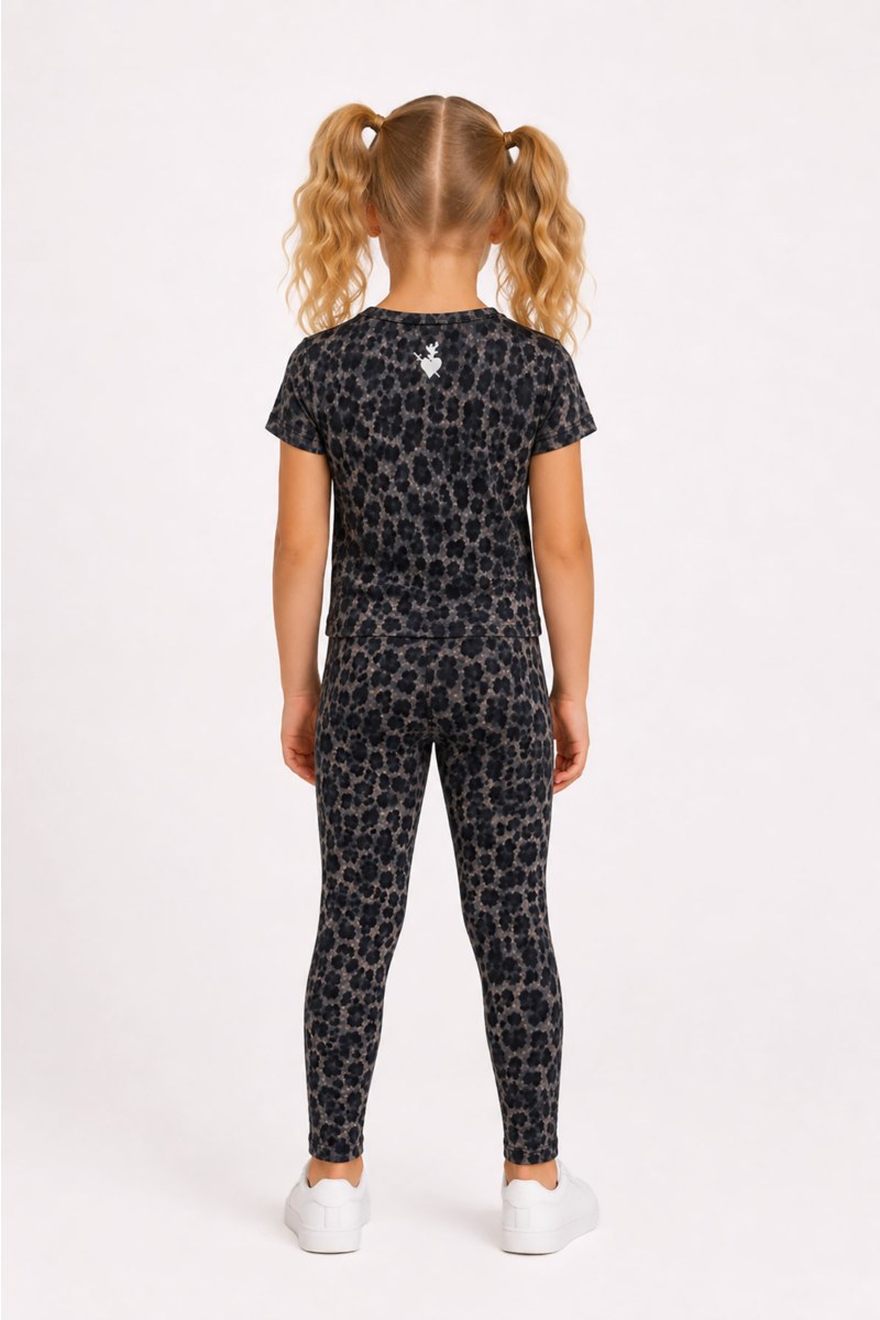 LEOPARD PRINTED SHORT-SLEEVED SPORTS TOP FOR GIRLS-26632067-214