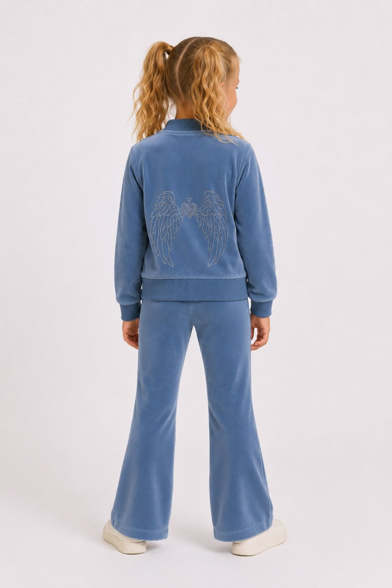 STRASS EMBELLISHED VELOUR TRACK SET FOR GIRLS WITH RAINBOW ZIPPER-26638015-995