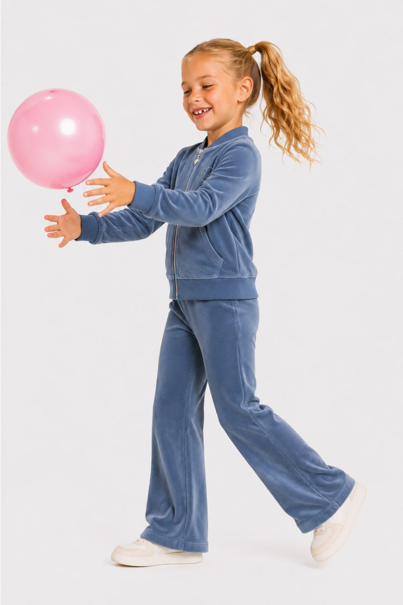 STRASS EMBELLISHED VELOUR TRACK SET FOR GIRLS WITH RAINBOW ZIPPER-26638015-995