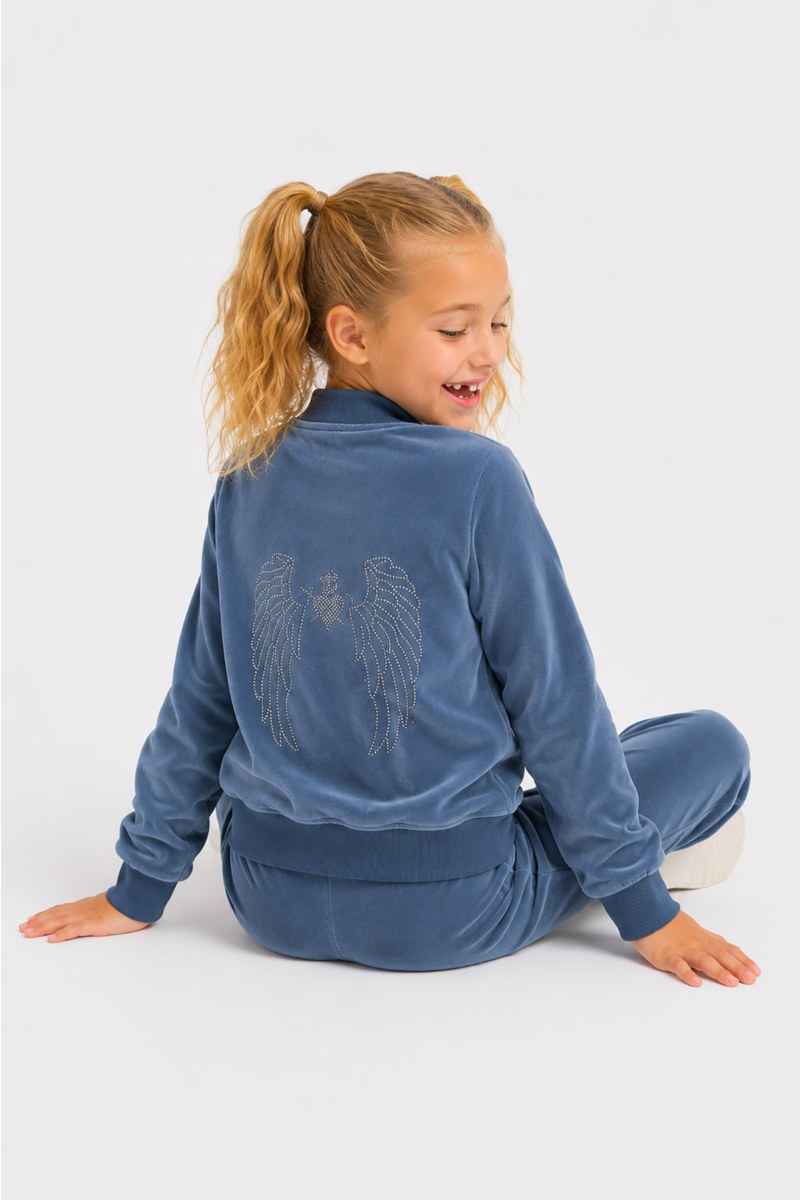 STRASS EMBELLISHED VELOUR TRACK SET FOR GIRLS WITH RAINBOW ZIPPER-26638015-995