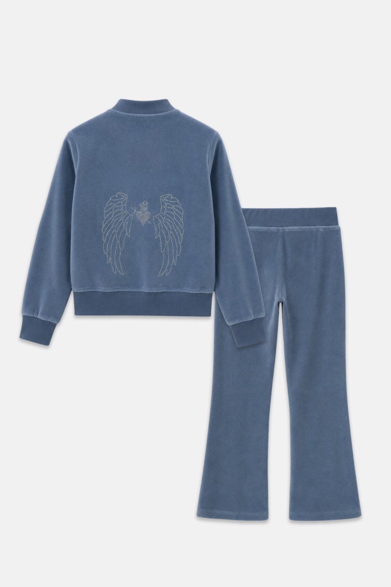 STRASS EMBELLISHED VELOUR TRACK SET FOR GIRLS WITH RAINBOW ZIPPER-26638015-995