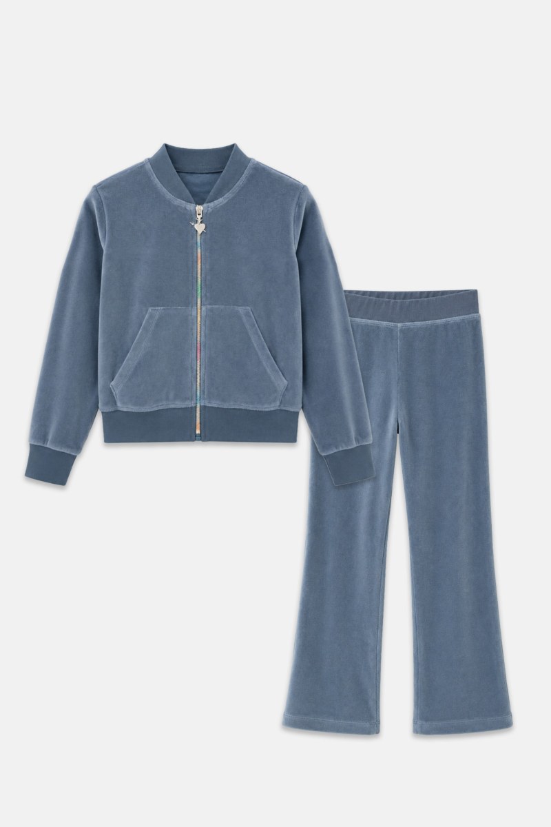 STRASS EMBELLISHED VELOUR TRACK SET FOR GIRLS WITH RAINBOW ZIPPER-26638015-995