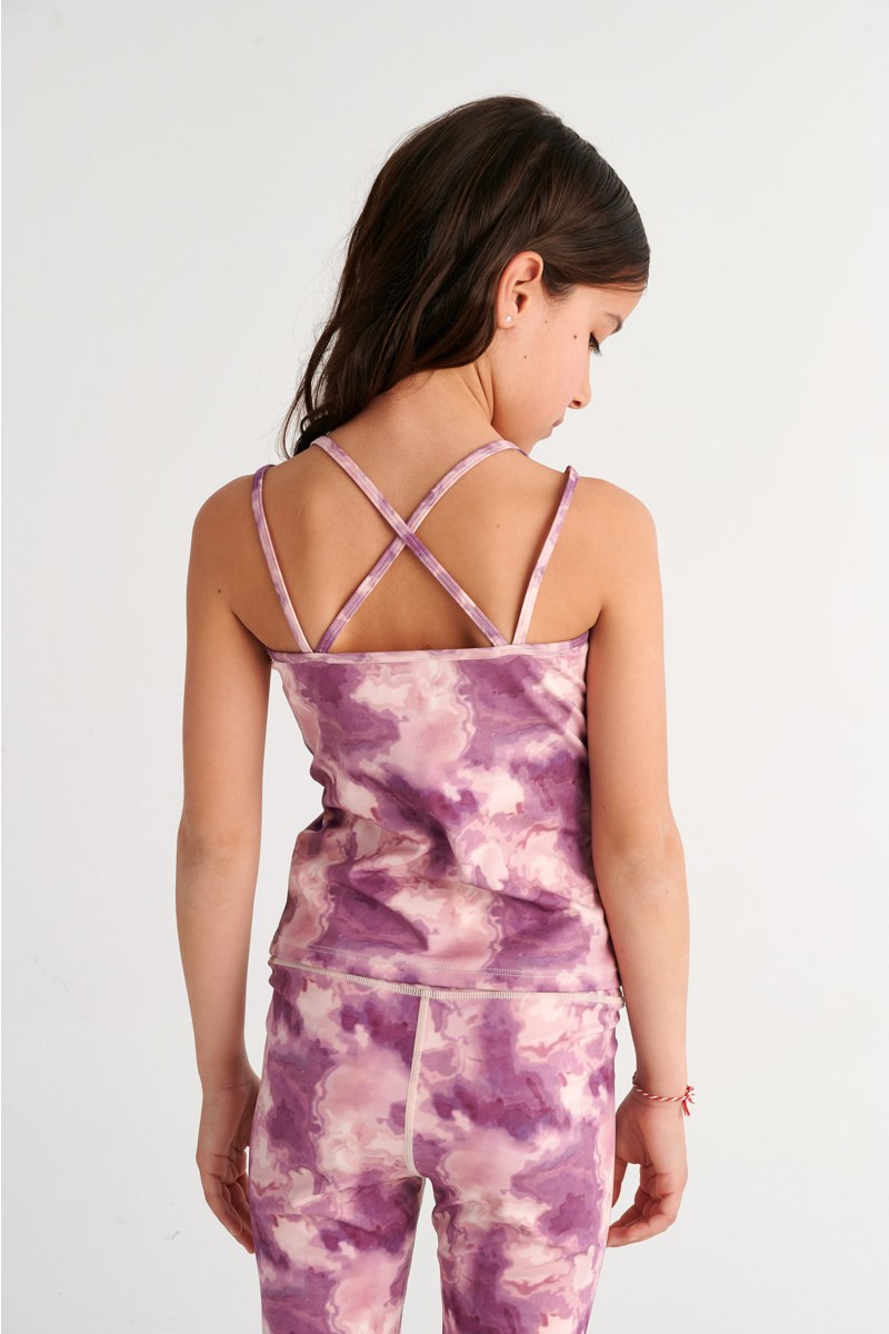 TIE-DYE SLEEVELESS SPORTS TOP FOR GIRLS WITH STRAPPY BACK-26648001-999