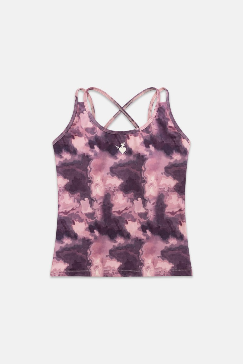 TIE-DYE SLEEVELESS SPORTS TOP FOR GIRLS WITH STRAPPY BACK-26648001-999