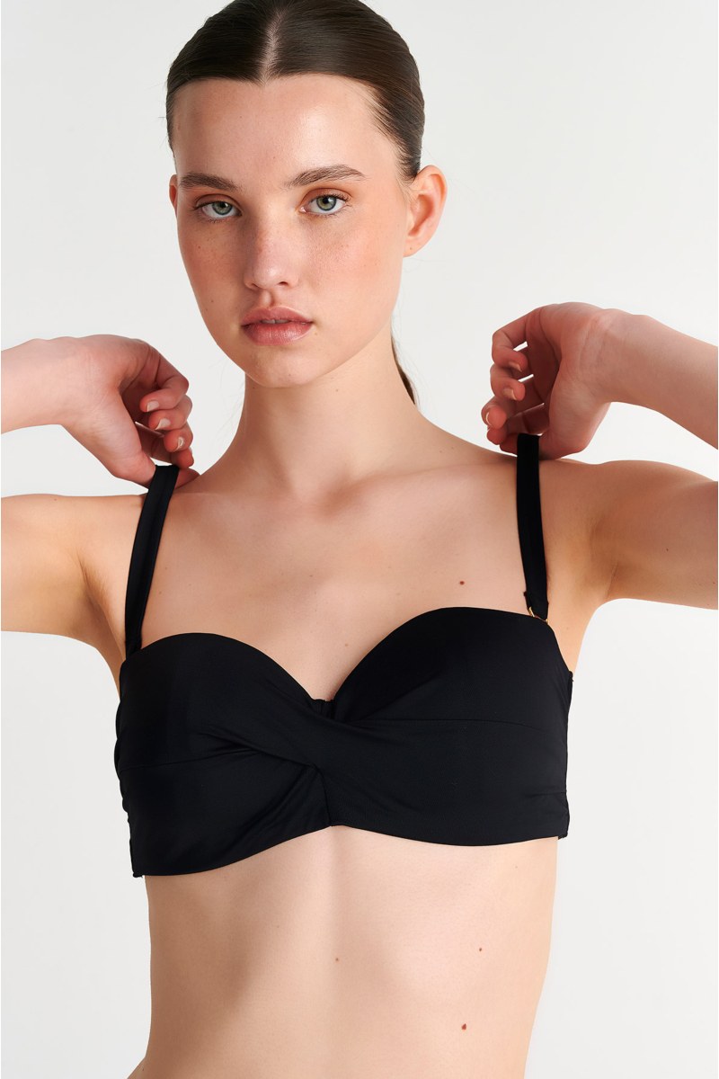 RECYCLED TWIST BANDEAU SWIMWEAR BIKINI TOP IN CUP D-26801000D-110