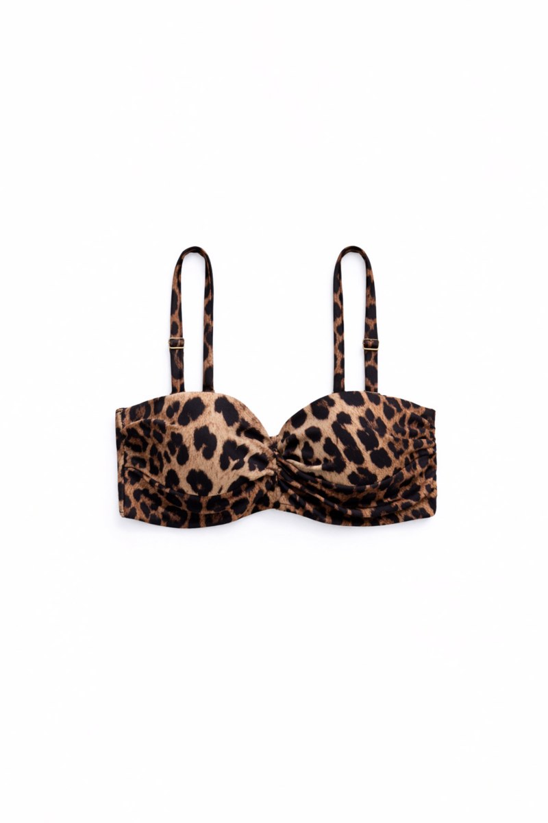 LEOPARD PRINTED BANDEAU SWIMWEAR BIKINI TOP IN CUP D-26801008D-331