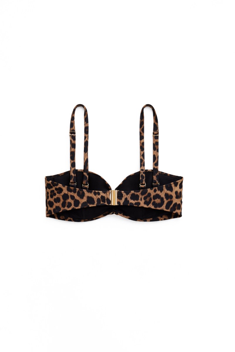LEOPARD PRINTED BANDEAU SWIMWEAR BIKINI TOP IN CUP D-26801008D-331