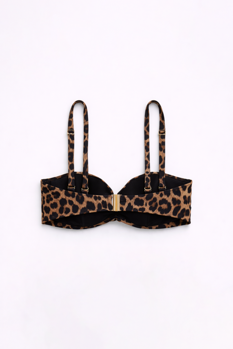 LEOPARD PRINTED BANDEAU SWIMWEAR BIKINI TOP IN CUP D-26801008D-331