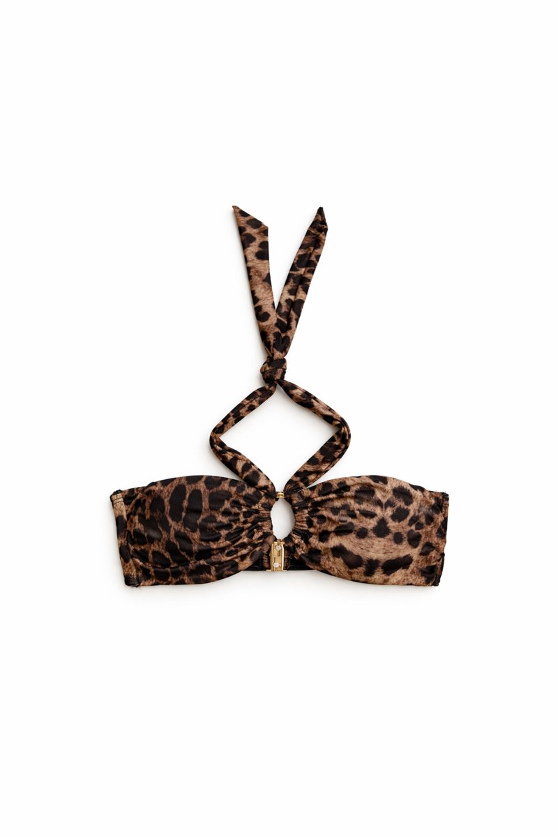 LEOPARD PRINTED BIKINI TOP WITH METAL ACCESSORY-26801014-331