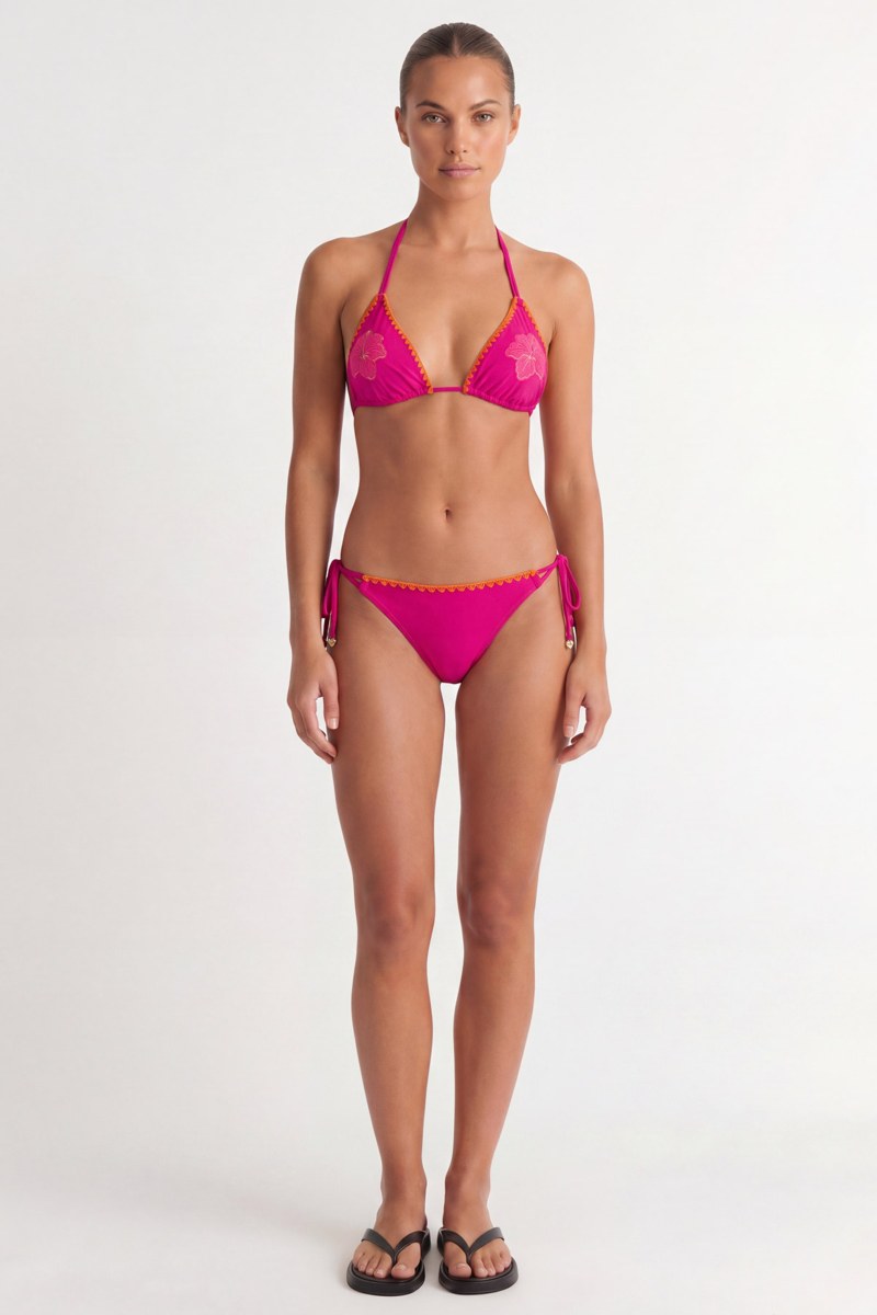 EMBOSSED PRINT TRIANGLE SWIMWEAR BIKINI TOP-26801018-717