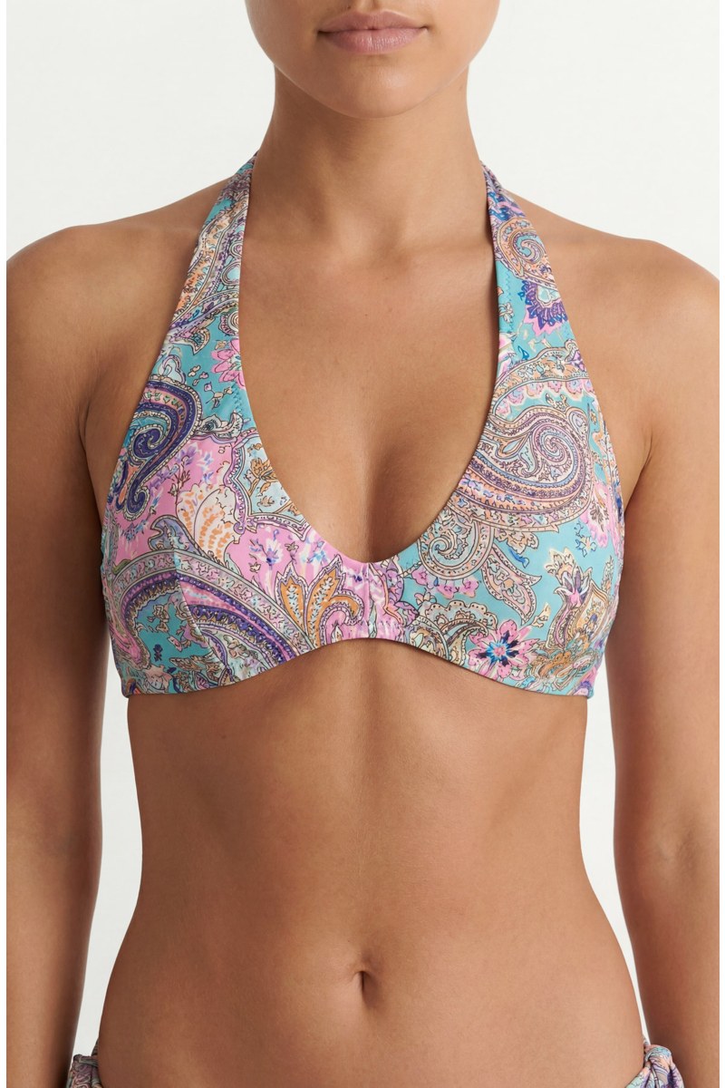 MULTICOLOR PRINTED TRIANGLE BIKINI TOP IN CUP D-26801041D-937