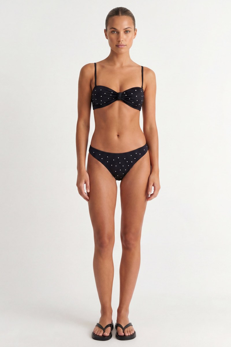 FAUX PEARL-EMBELLISHED STRAPLESS SWIMWEAR BIKINI TOP-26801046-110
