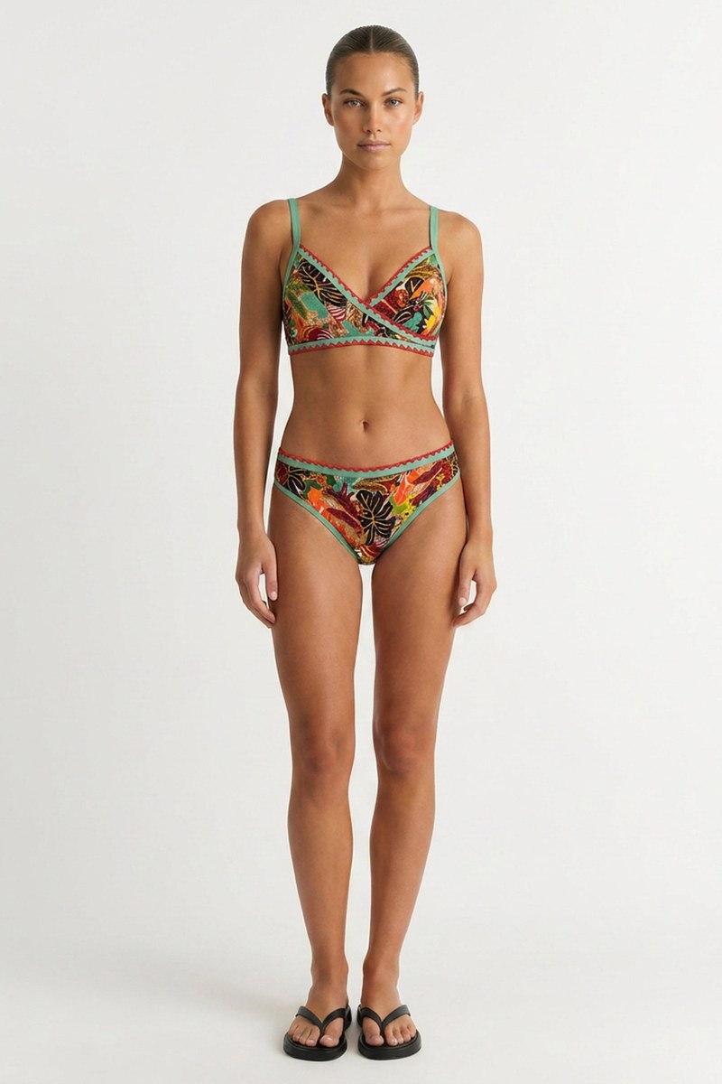 FLORAL PRINTED TRIANGLE SWIMWEAR BIKINI TOP-26801115-847