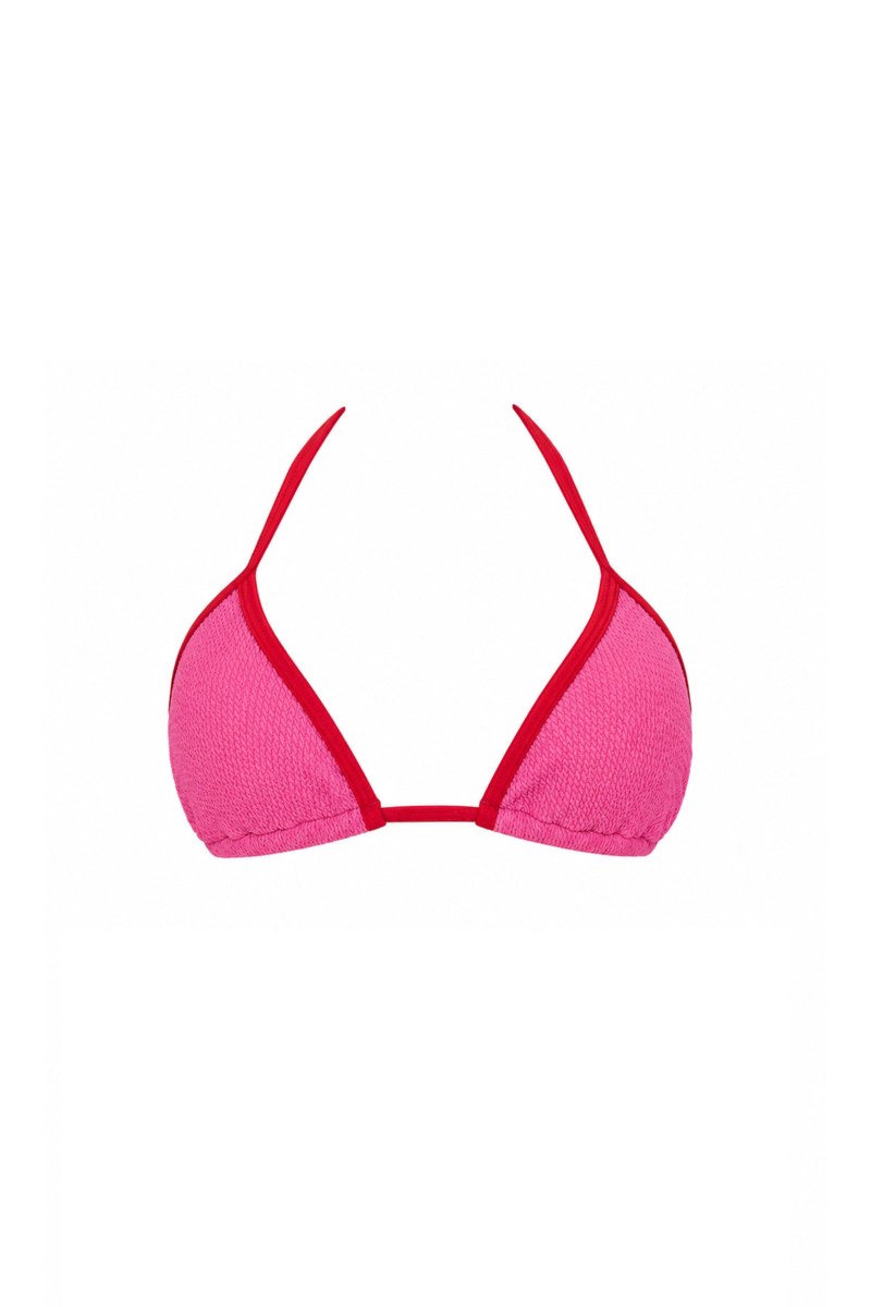TWO-TONE CRINKLED TRIANGLE SWIMWEAR BIKINI TOP-26801137-629