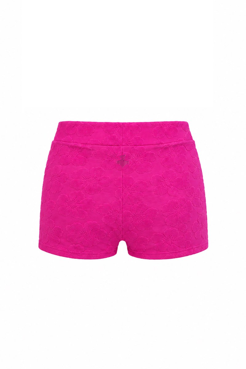 HIGH WAISTED TEXTURED SHORTS BIKINI BOTTOM-26802031-717