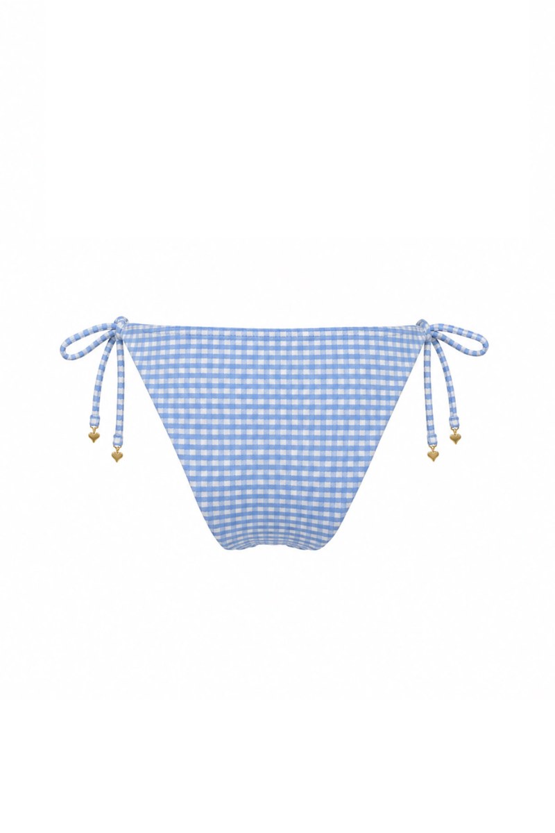 GINGHAM PRINT TIE-SIDE BIKINI BOTTOM-26802076-444
