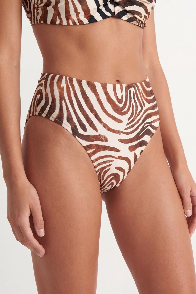 HIGH WAIST ZEBRA PRINTED SWIMWEAR BIKINI BOTTOM-26802104-310