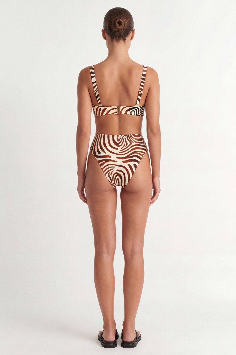 HIGH WAIST ZEBRA PRINTED SWIMWEAR BIKINI BOTTOM-26802104-310