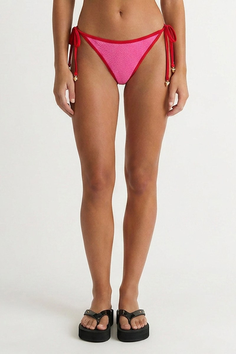 TWO-TONE CRINKLED SWIMWEAR TIE-SIDE BIKINI SLIP-26802137-629