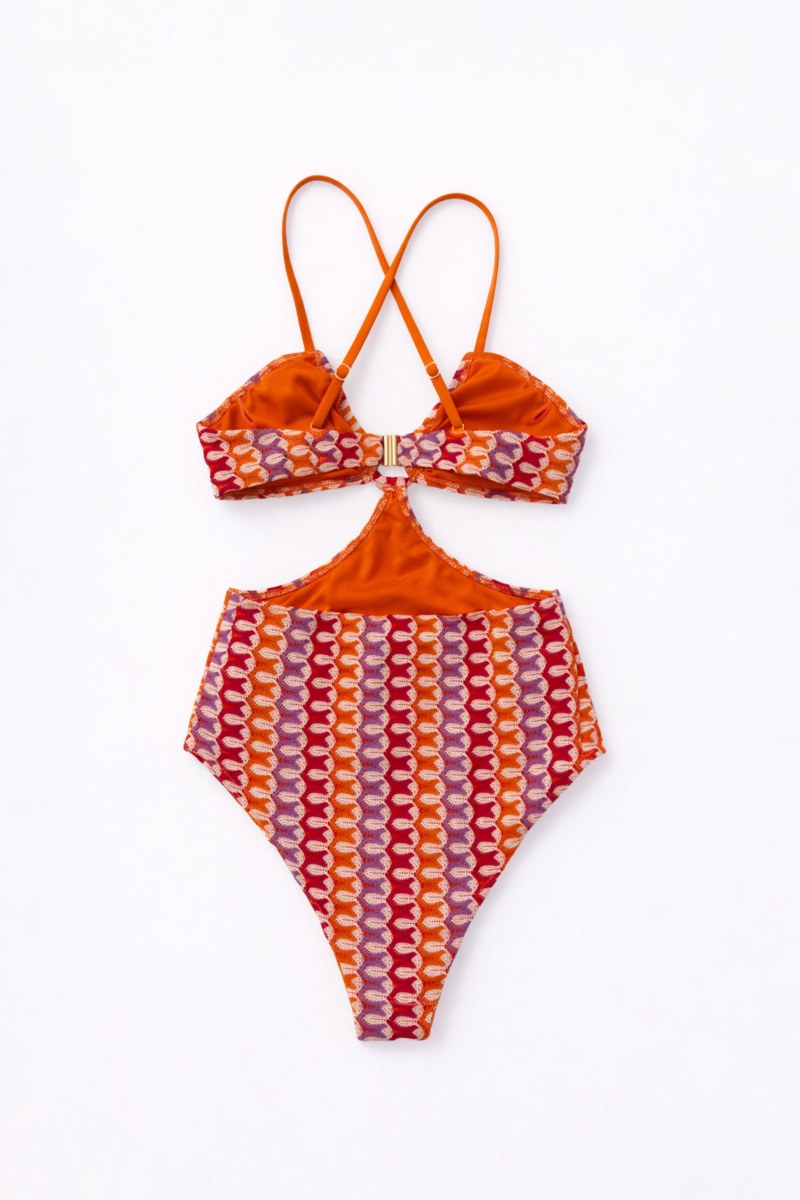 'V' PLUNGED CROCHET ONEPIECE SWIMSUIT-26804017-999