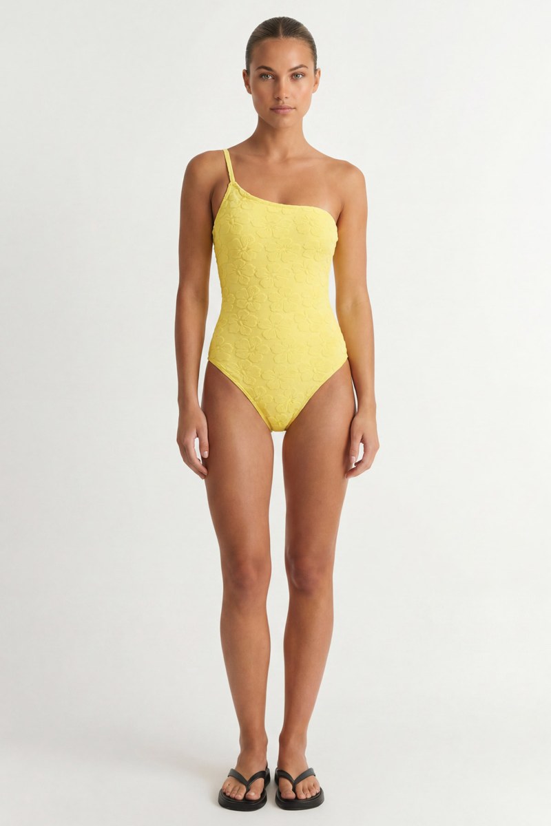 TEXTURED ONE SHOULDER ONEPIECE SWIMSUIT-26804030-602