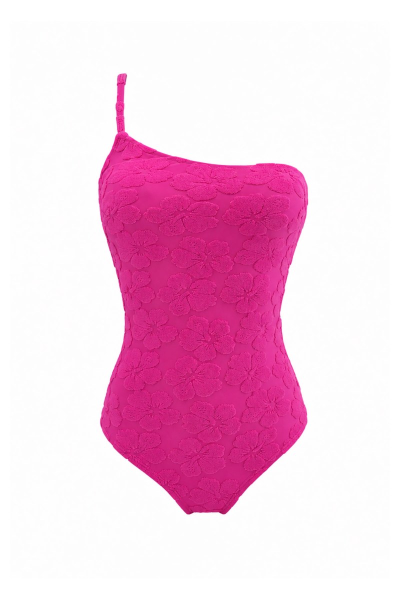 TEXTURED ONE SHOULDER ONEPIECE SWIMSUIT-26804030-717