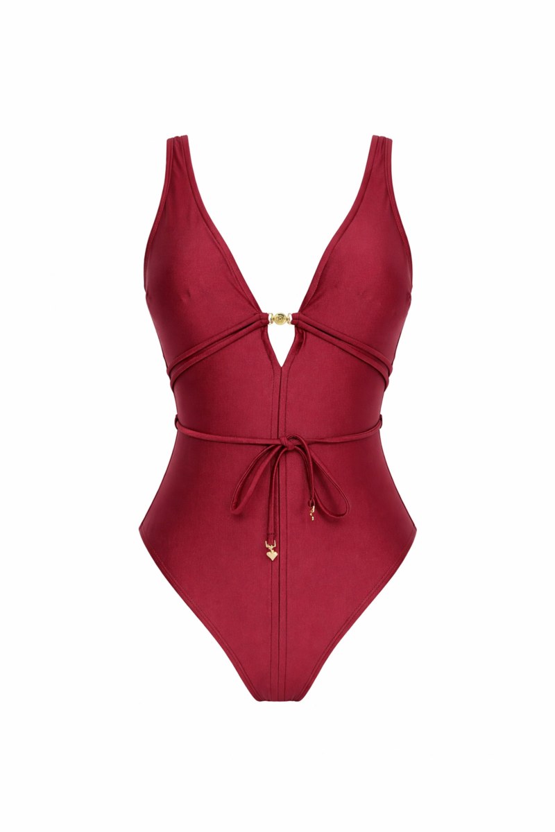 ONEPIECE SWIMSUIT WITH WAIST TIE DETAIL-26804039-927