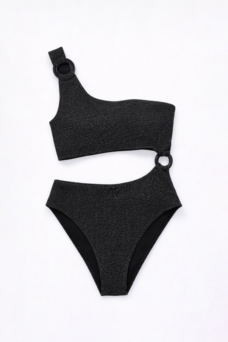 ONE SHOULDER ONEPIECE SWIMSUIT WITH METALLIC THREAD-26804048-865