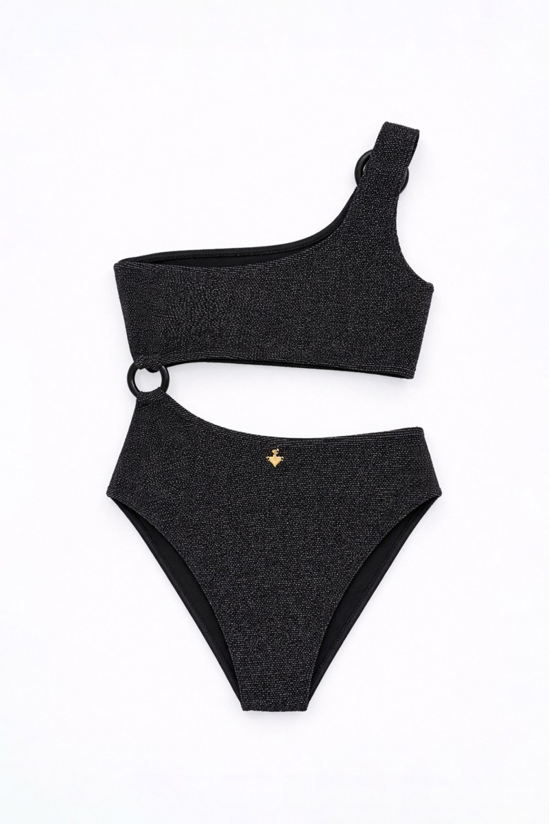 ONE SHOULDER ONEPIECE SWIMSUIT WITH METALLIC THREAD-26804048-865