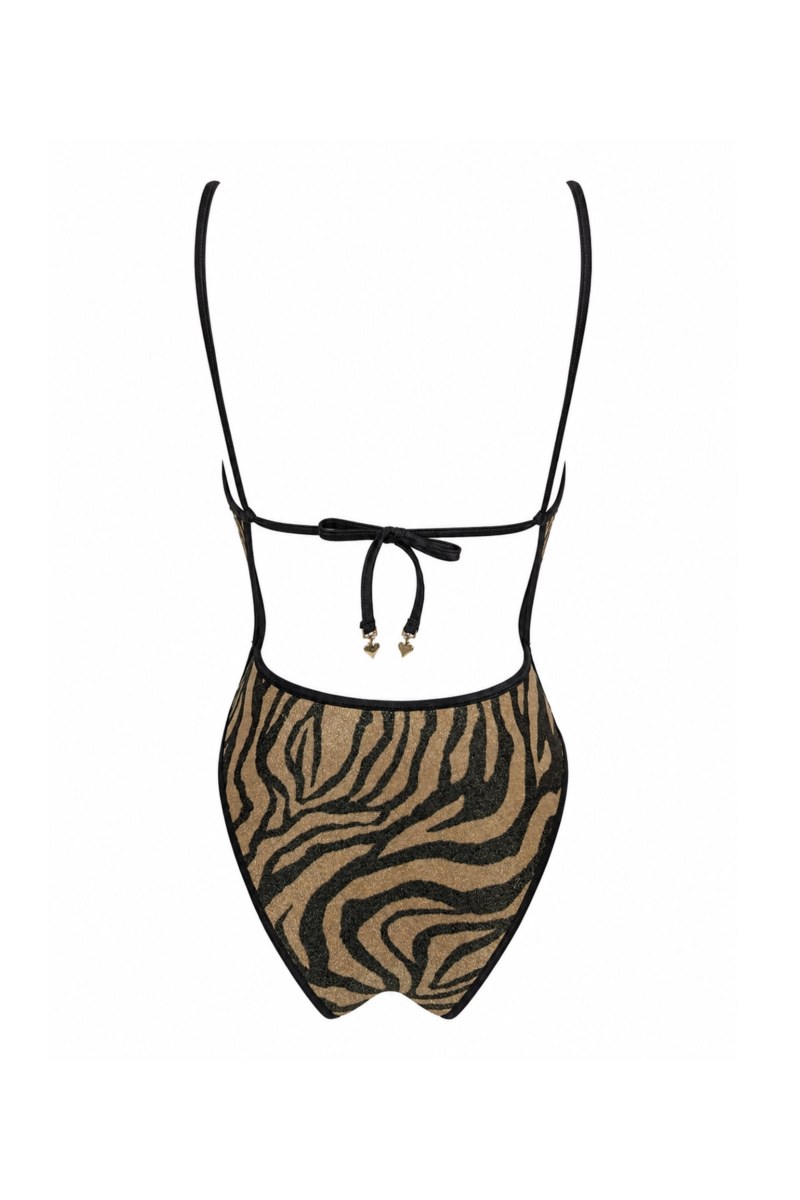 'V' NECKLINE ONEPIECE SWIMSUIT WITH ZEBRA PRINT-26804052-303