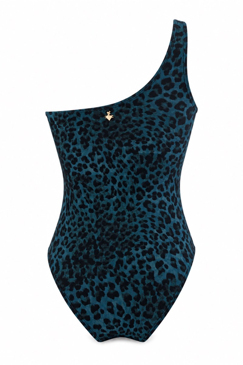 LEOPARD PRINTED ONE SHOULDER ONEPIECE SWIMSUIT-26804110-514