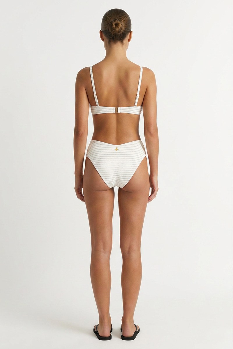 STRIPED STRAPLESS ONEPIECE SWIMSUIT WITH GOLD THREAD DETAIL-26804123-102