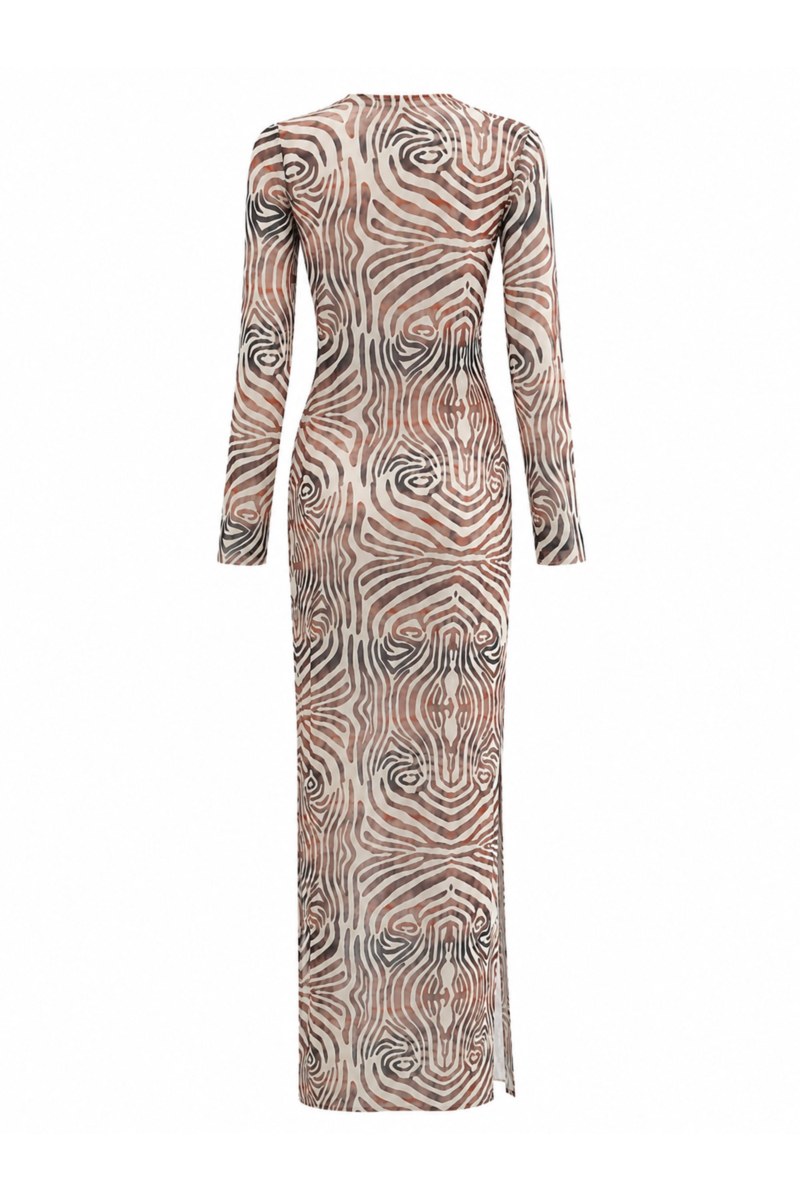 ZEBRA PRINTED SEMI-SHEER LONG DRESS/KAFTAN-26805078-952