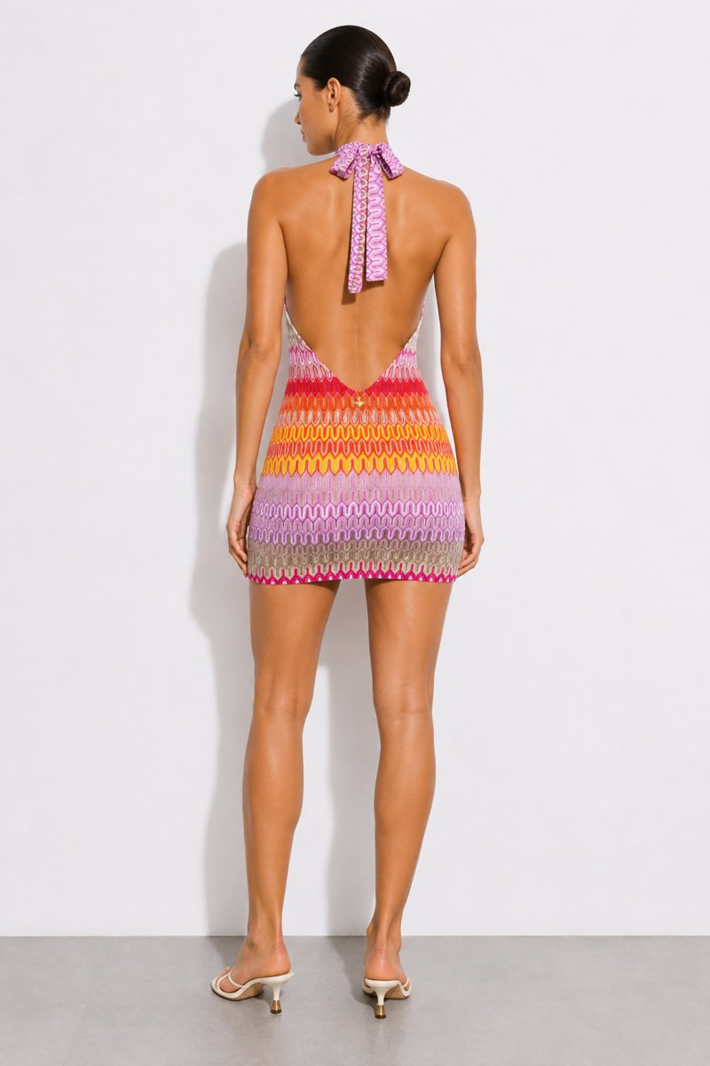 SEMI-SHEER CROCHET MINI DRESS WITH OPEN BACK-26805137-700