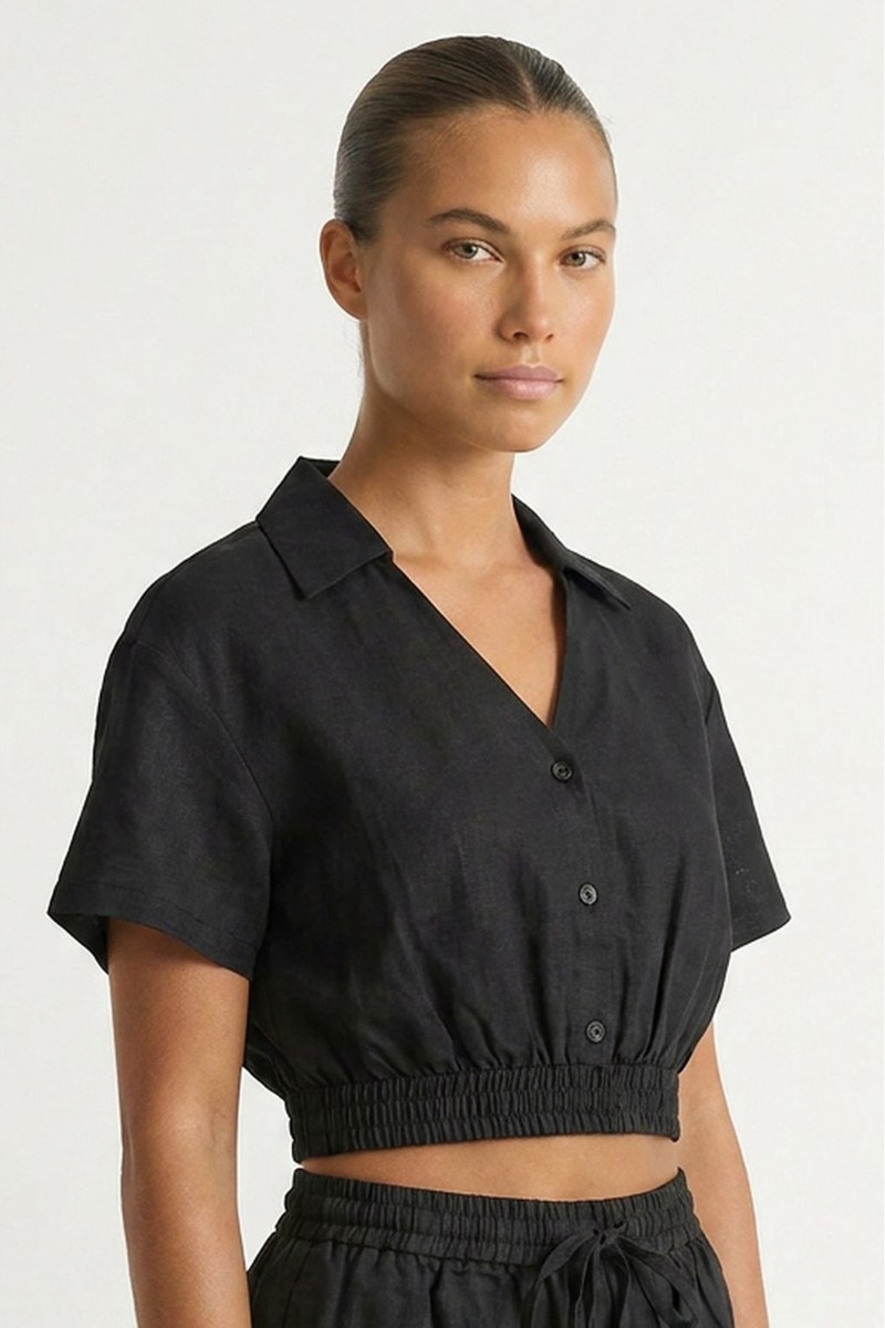 MONOCHROME CROPPED SHIRT WITH COLLAR-26806020-110
