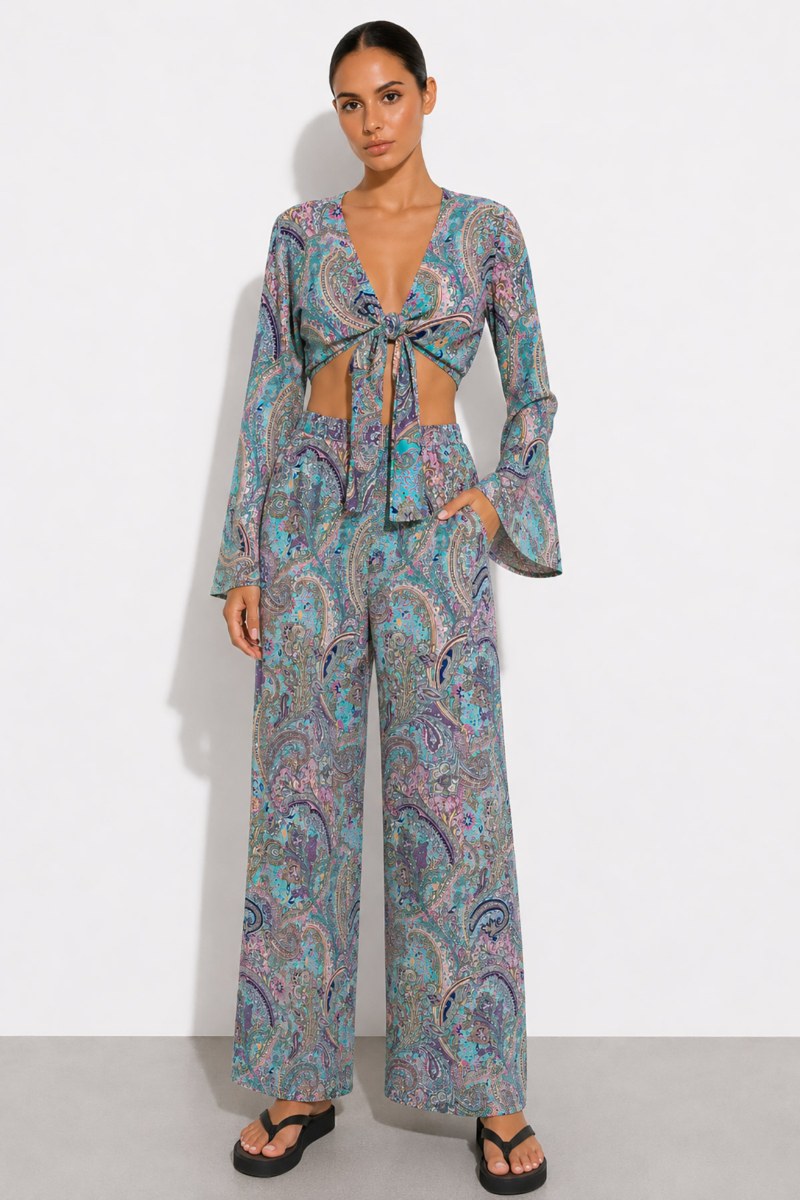 HIGH-WAISTED WIDE LEG PRINTED PANTS-26807040-937