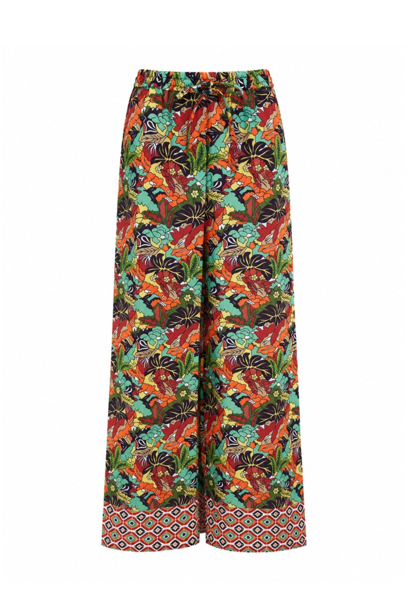 HIGH-WAISTED WIDE LEG FLORAL PRINTED PANTS-26807061-847