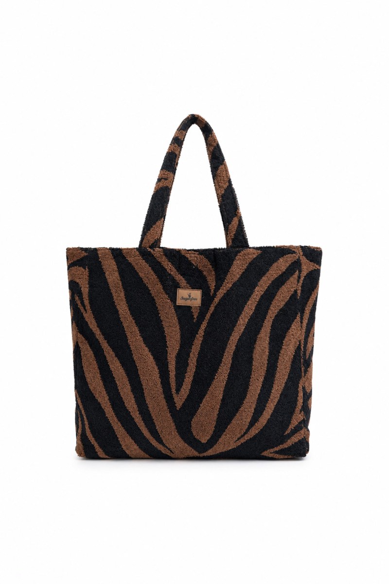 ZEBRA PRINTED TERRY TOTE BEACH BAG-26809079-330