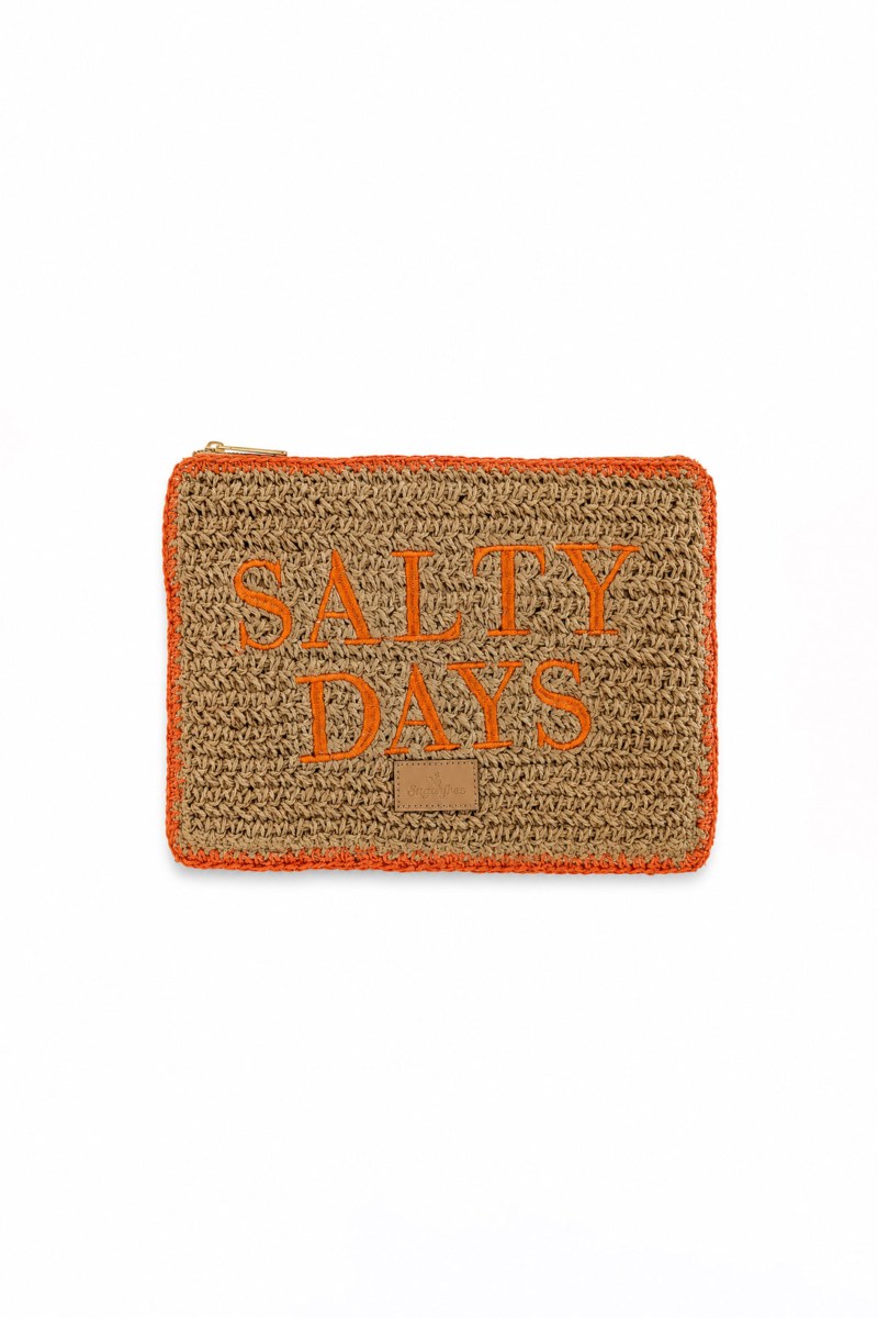 TWO-TONE STYLED STRAW POUCH/COSMETIC CASE-26809082-301