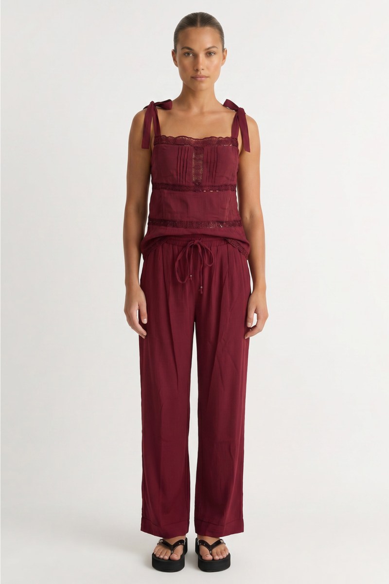 SEMI-SHEER HIGH-WAISTED WIDE LEG PANTS-26811033-638
