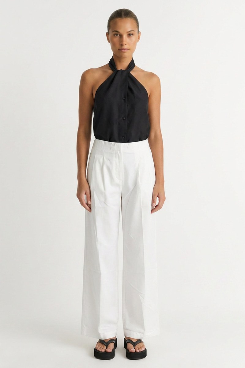 HIGH WAISTED PLEATED PANTS-26811034-102