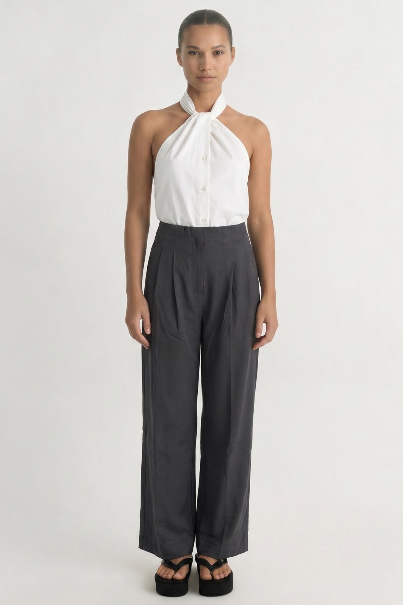 HIGH WAISTED PLEATED PANTS-26811034-110