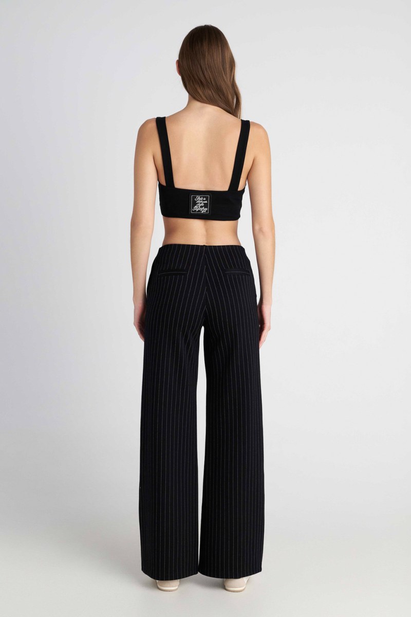 FLARED LOW WAISTED STRIPED PANTS-26811039-110