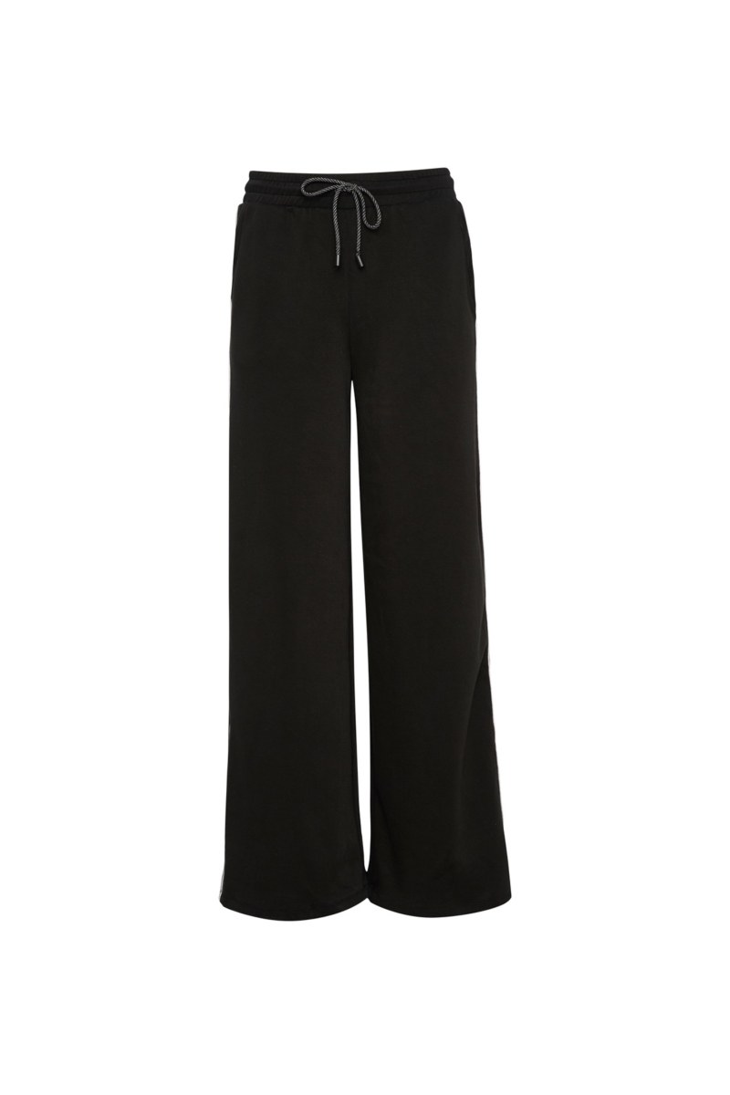 CONTRAST PIPING HIGH WAISTED SOFT LIGHT TOUCH WIDE LEG PANTS-26811043-110